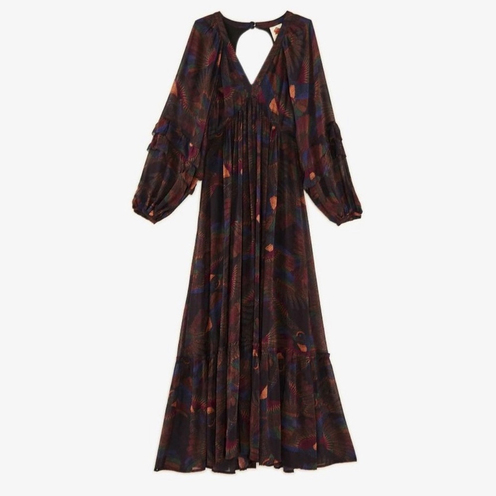 Borogodo Toucan Maxi Dress size Large open back - Picture 5 of 10